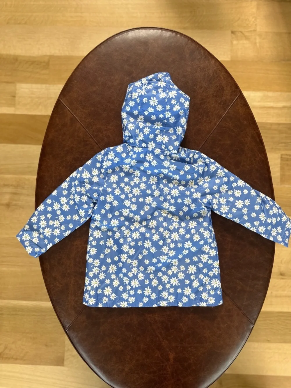 Carter's Girls Blue Floral Daisy Hooded Rain Jacket Medium 5-6